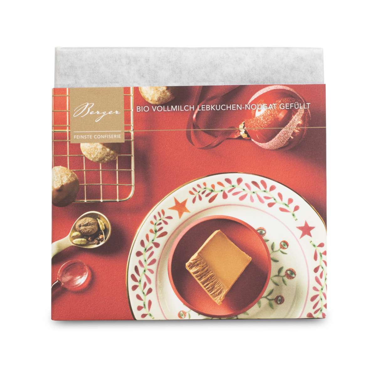 Berger Vollmilchschokolade Bio mit Lebkuchen-Nougat gefüllt