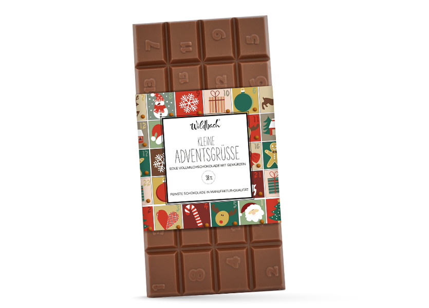Wildbach Adventskalender Edelvollmilch mit Lebkuchengewürz