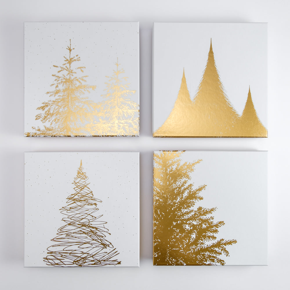 36 Pralinen | "Winterwald" | weiß-gold | vier Motive