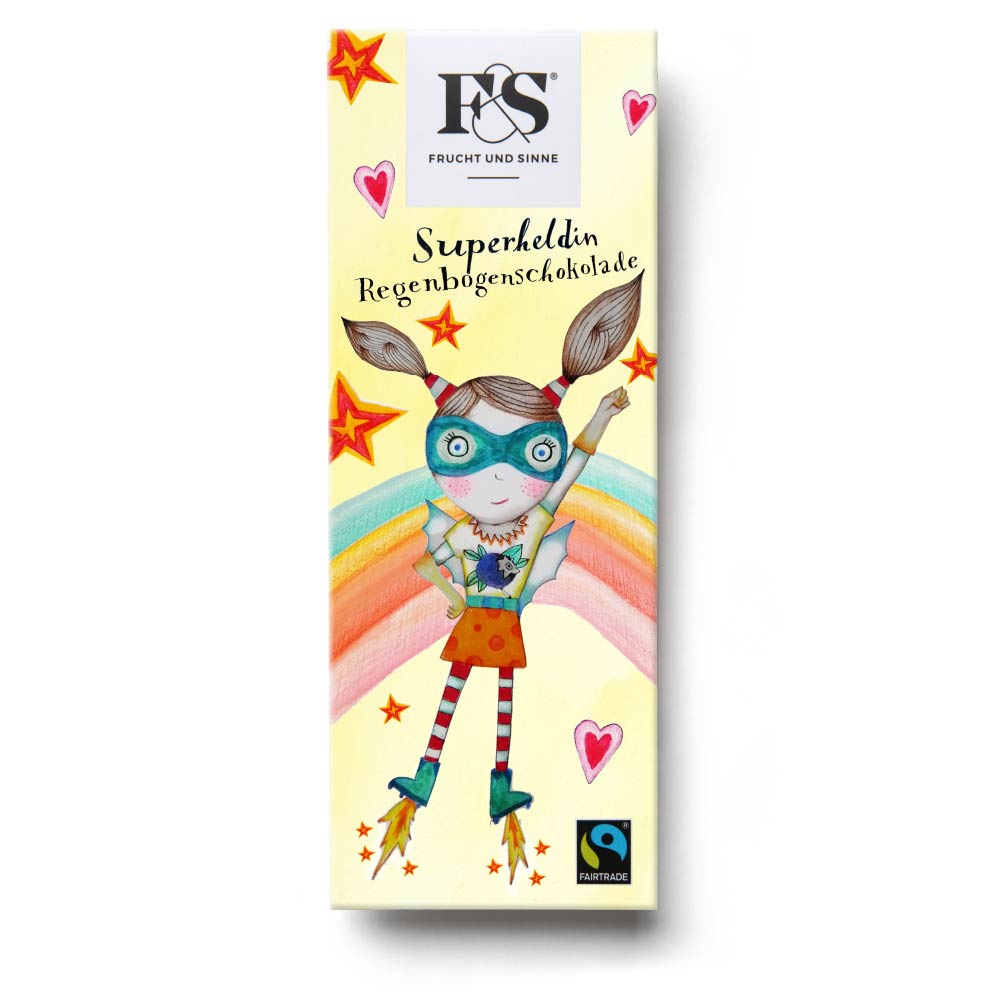 Frucht &Sinne Regenbogen-schokolade "Superheldin"