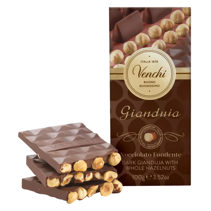 Venchi Zarbitter-Gianduia Tafel mit Haselnüssen