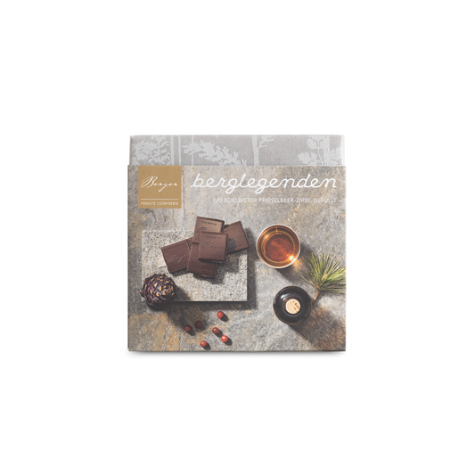 Berger Berglegenden Edelbitterschokolade Preiselbeer-Zirbe gefüllt